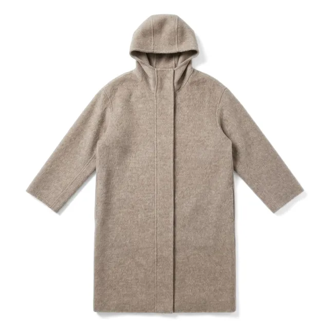 Equinoxe Wool Hooded Coat | Pearl grey