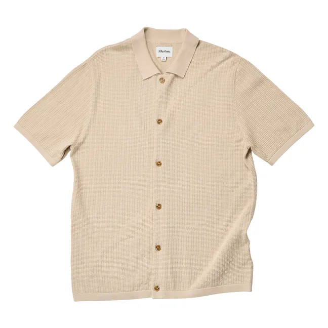 Camisa de manga corta con textura | Beige