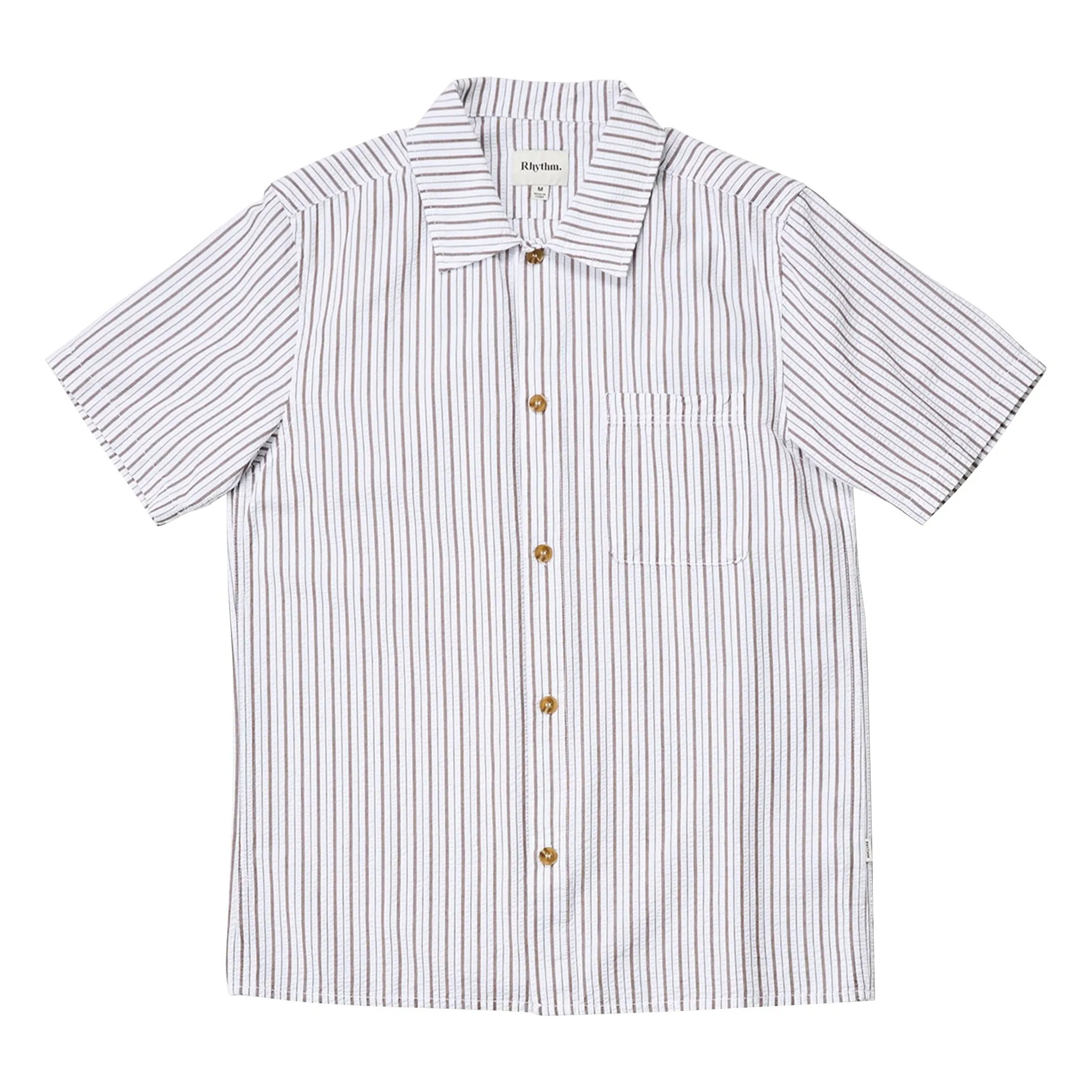 Chemise Manches Courtes Rayée | Gris clair- Image produit n°0