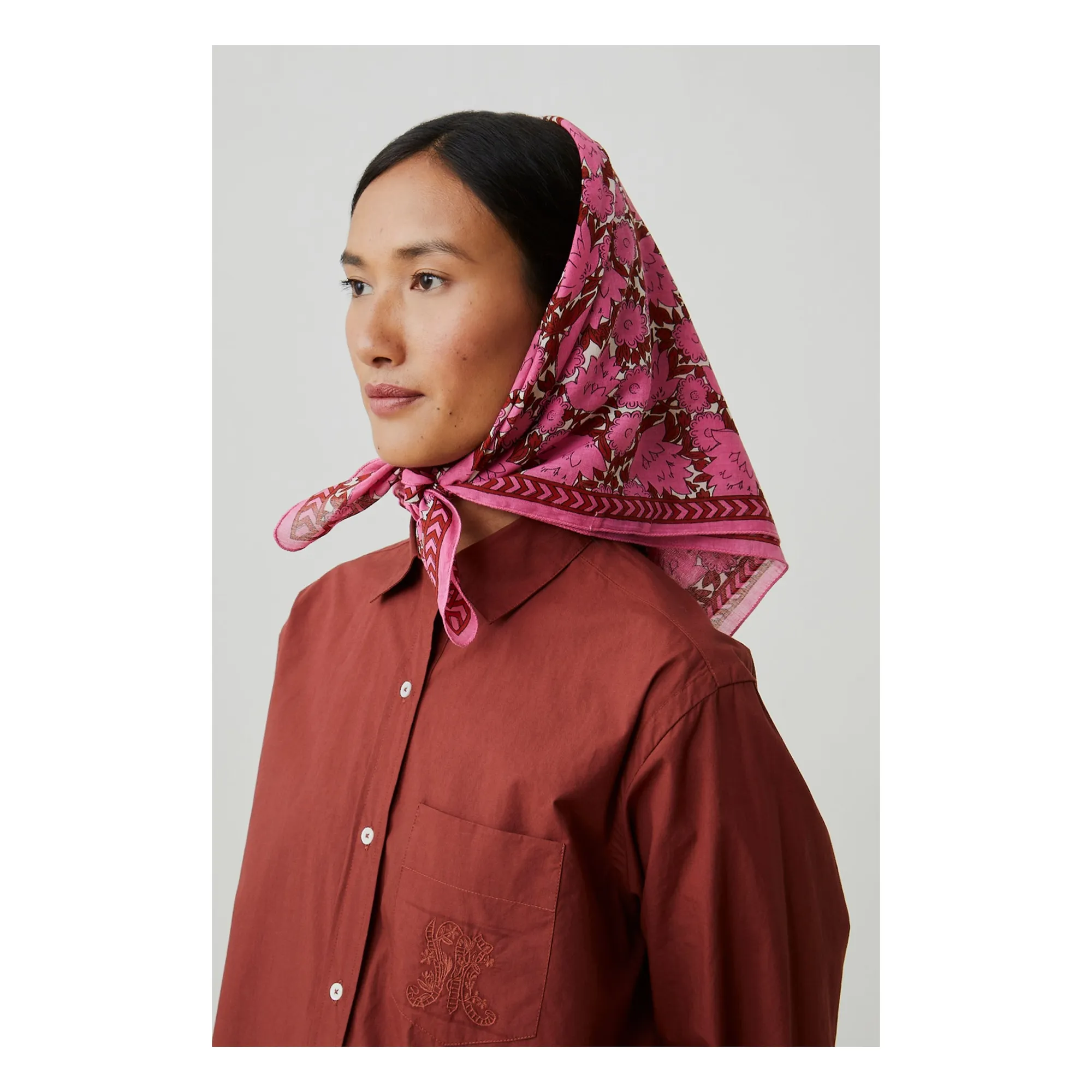 Foulard Ajmer N°791 Coton | Rose fuschia- Image produit n°1