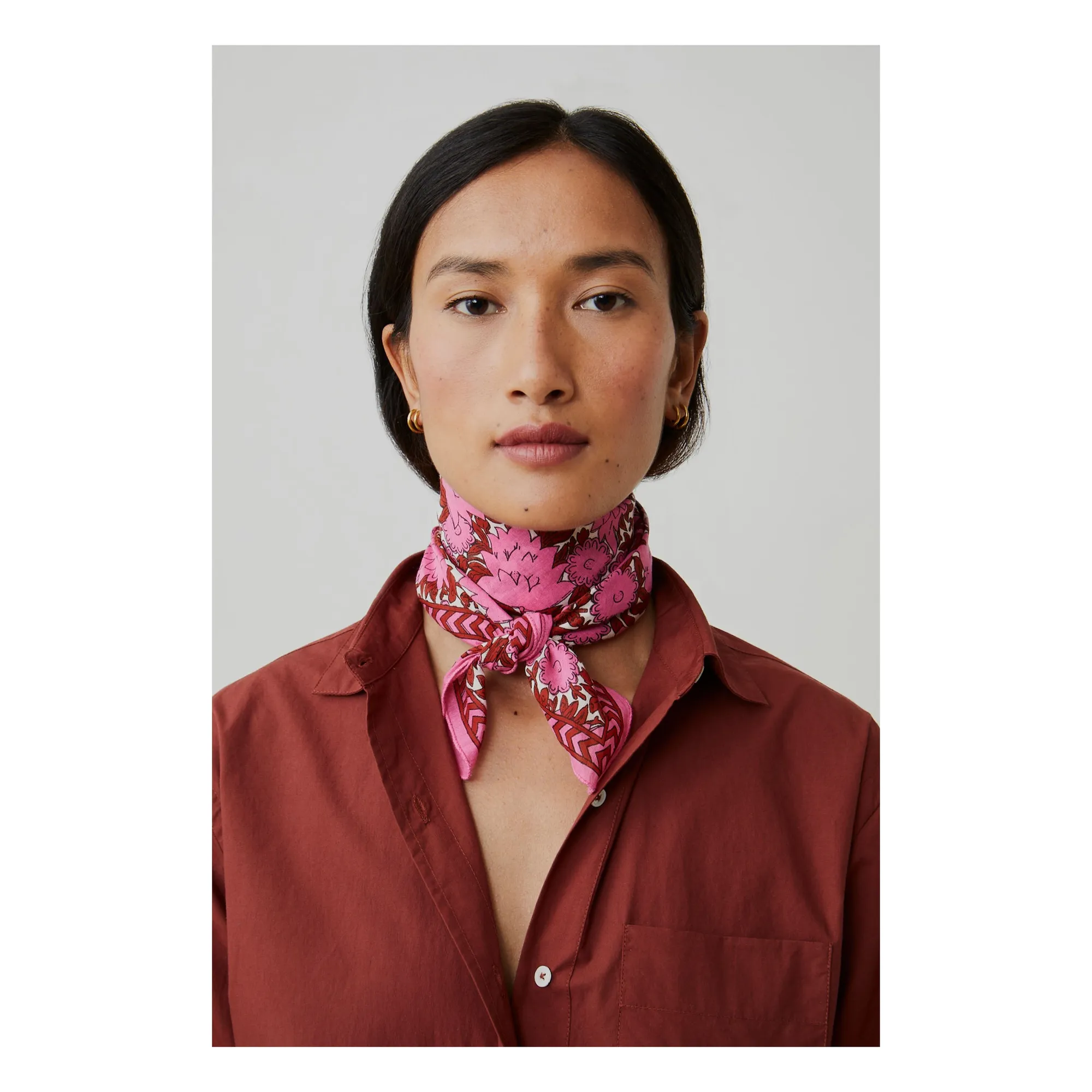 Foulard Ajmer N°791 Coton | Rose fuschia- Image produit n°0