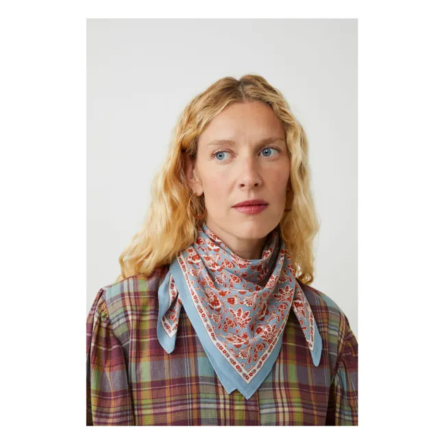 Foulard India N°764 Coton | Bleu