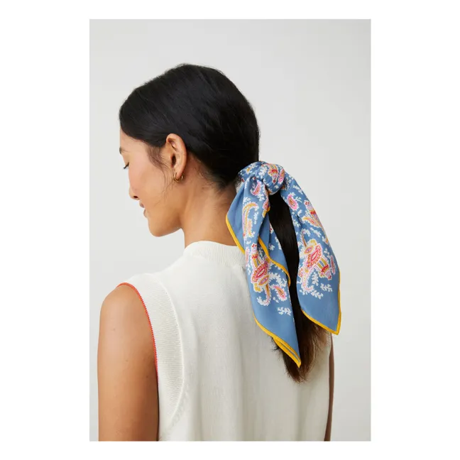 Foulard Colibri N°763 Soie | Indigo