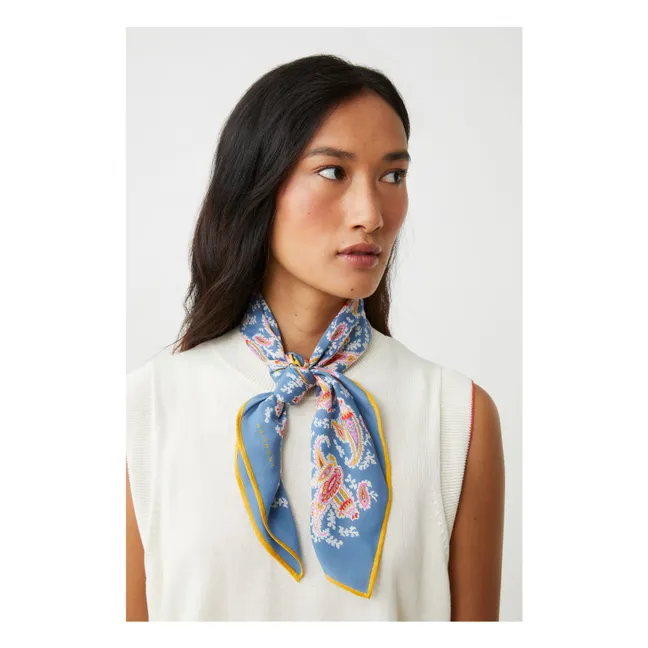 Foulard Colibri N°763 Soie | Indigo