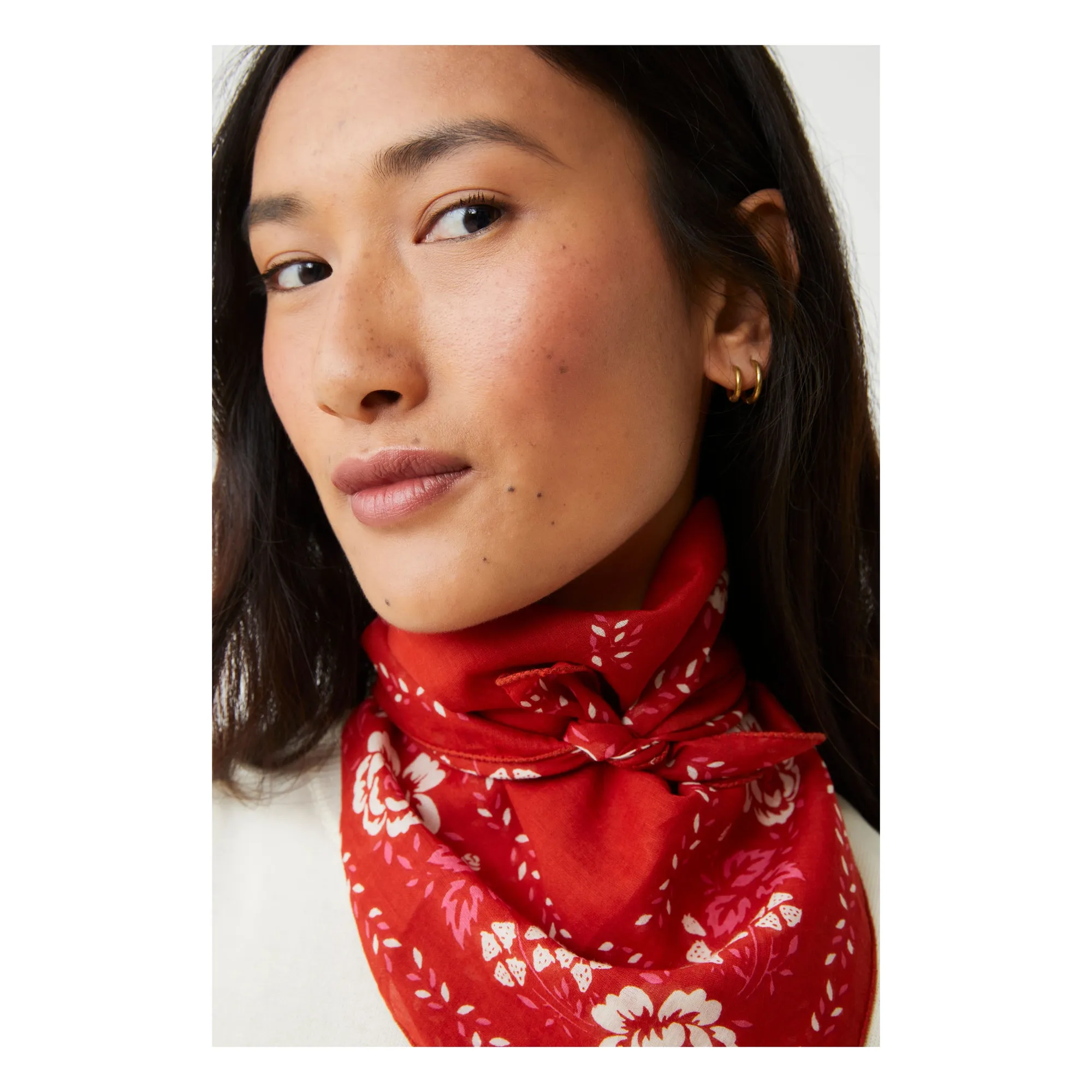 Foulard Fichu N°652 Coton | Rouge- Image produit n°3