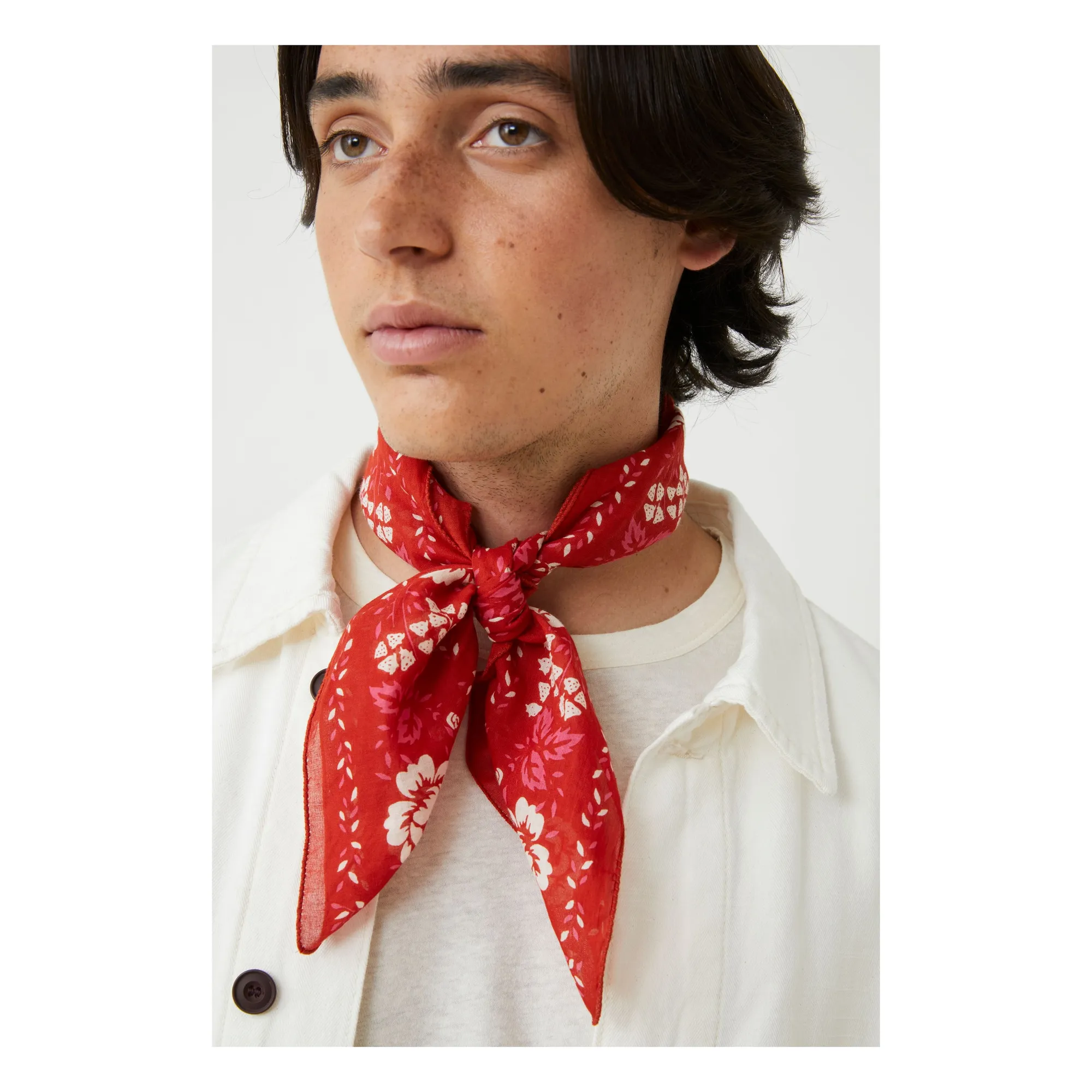 Foulard Fichu N°652 Coton | Rouge- Image produit n°2