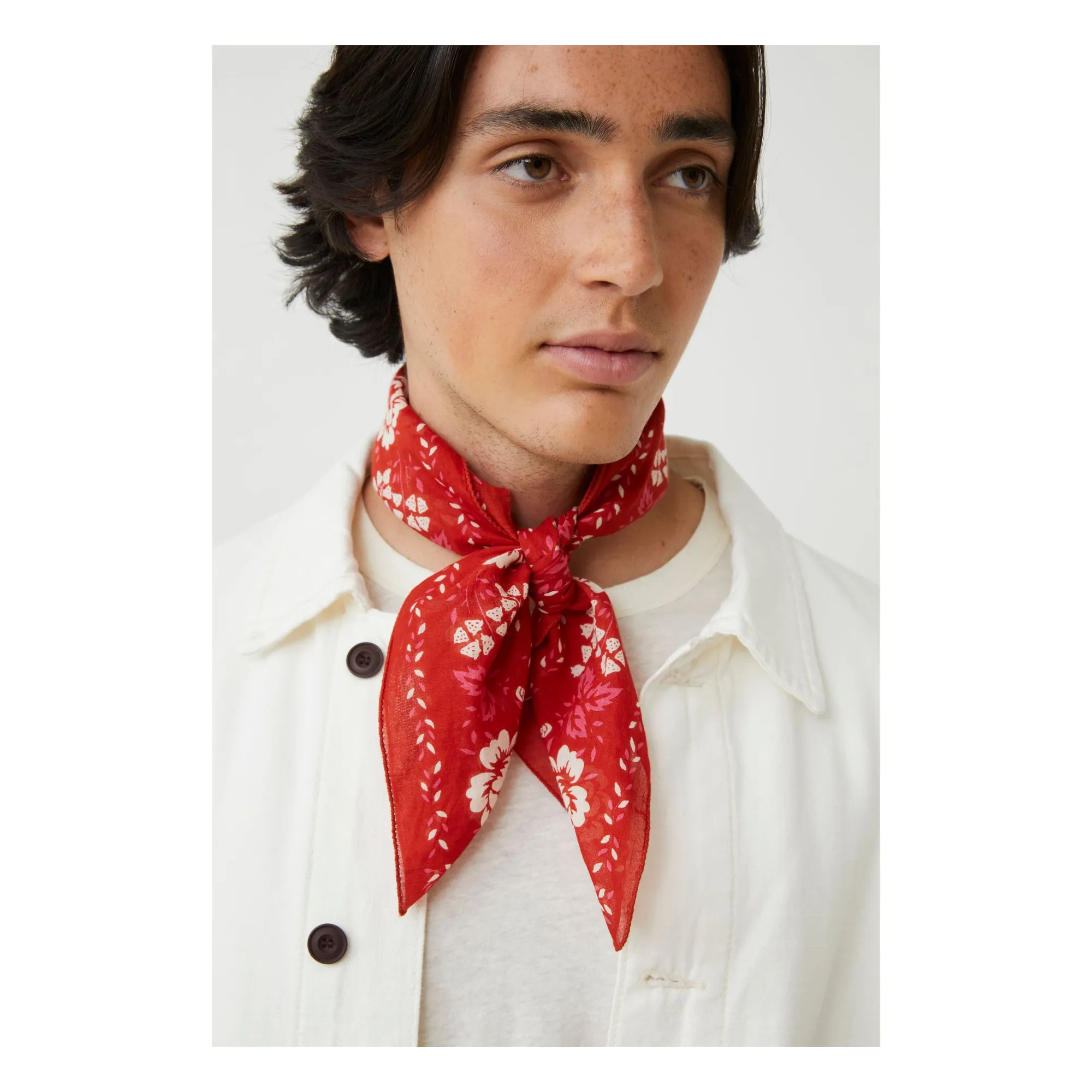 Foulard Fichu N°652 Coton | Rouge- Image produit n°1