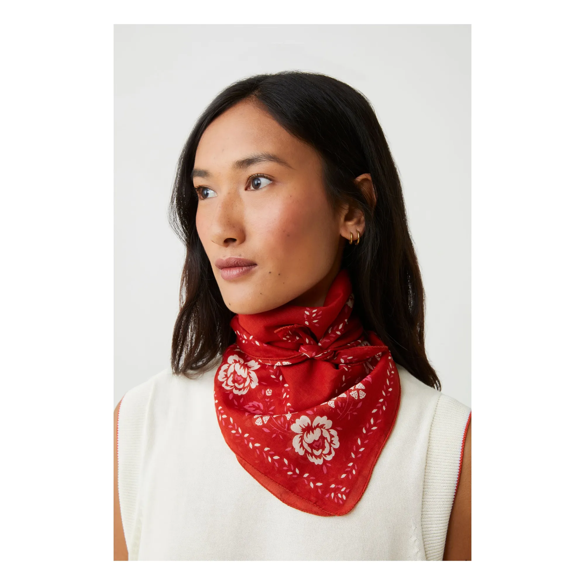 Foulard Fichu N°652 Coton | Rouge- Image produit n°0