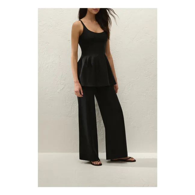 Top Syna Lin et Coton | Noir