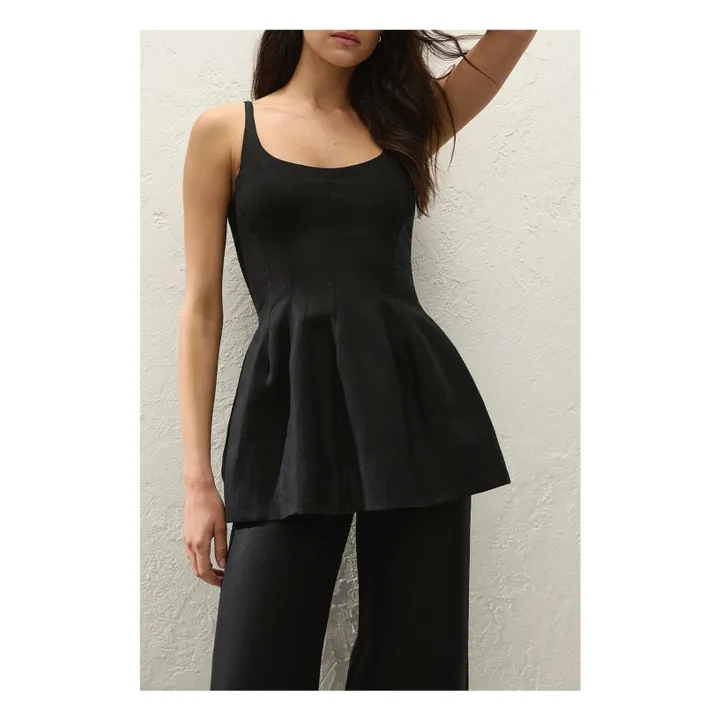 Top Syna de lino y algodón | Negro- Imagen del producto n°3