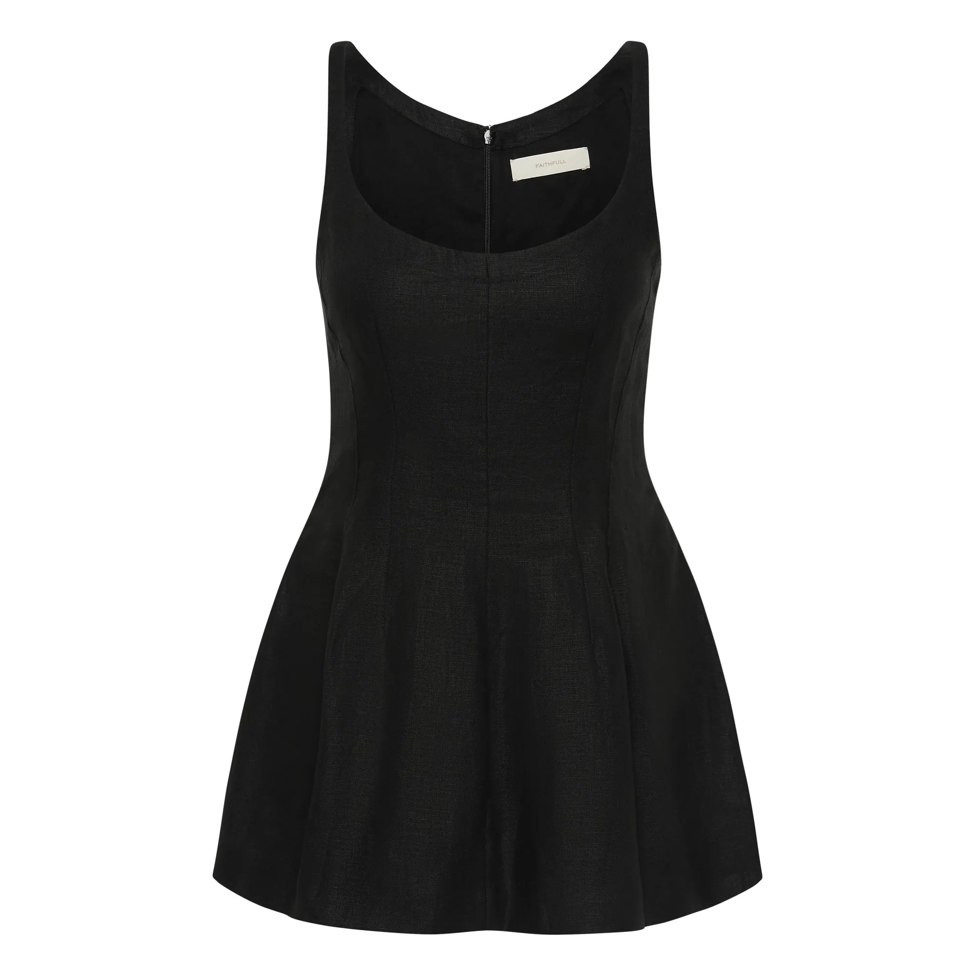 Faithfull The Brand Black Syna Linen And Cotton Top