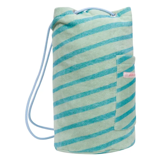 Mochila de bolsillo de rizo a rayas | Verde