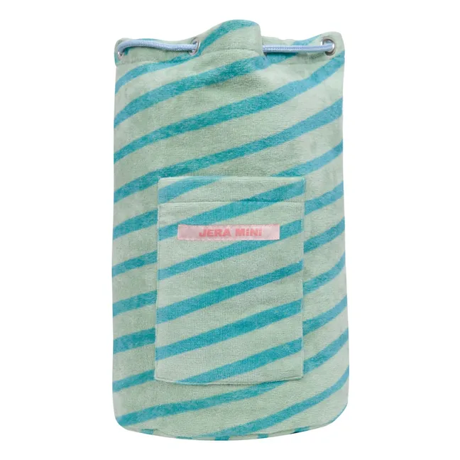 Mochila de bolsillo de rizo a rayas | Verde