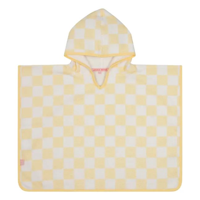 Poncho de Bain Carreaux Eponge | Jaune pâle