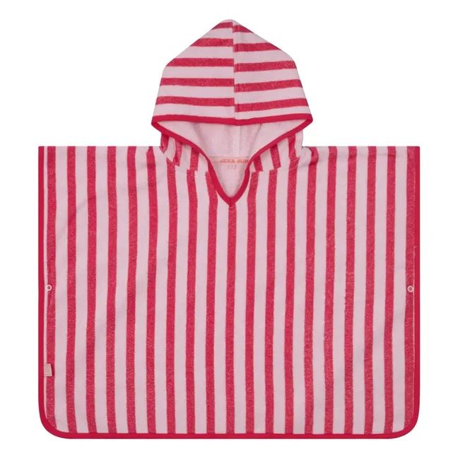 Poncho de Bain Rayé Eponge | Rose