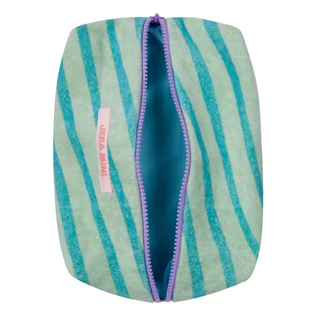 Trousse de Toilette Rayée Eponge | Bleu ciel