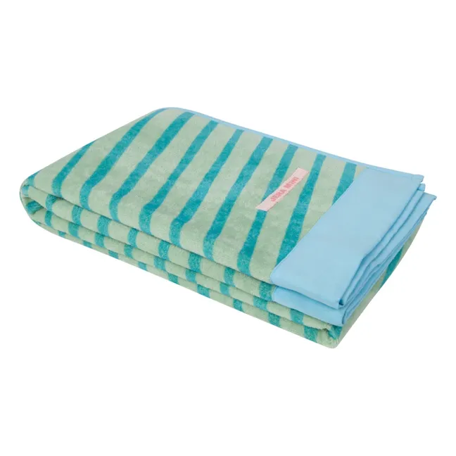 Serviette de Plage Rayée Eponge | Vert