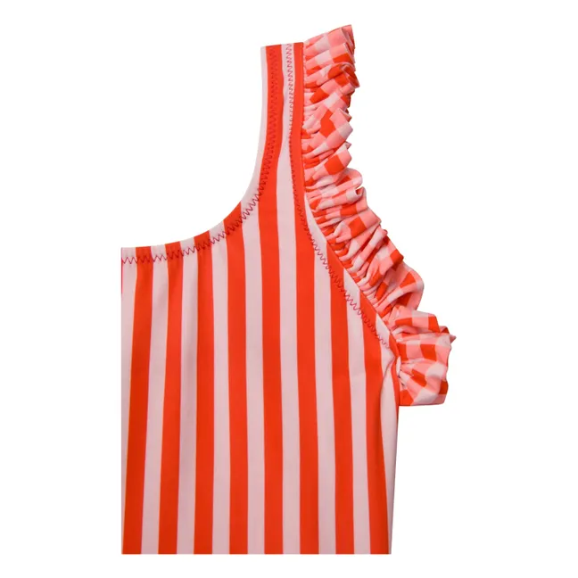Maillot de Bain Volants Rayé | Rouge
