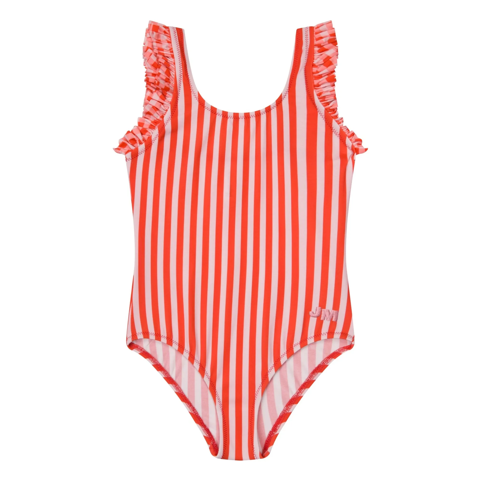 Jera Mini Red Striped Ruffle Swimsuit