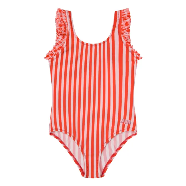 Maillot de Bain Volants Rayé | Rouge
