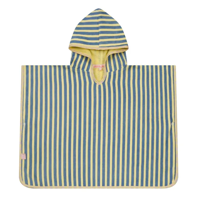 Poncho de Bain Rayé Eponge | Jaune pâle