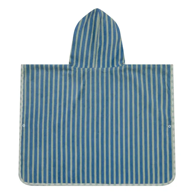 Poncho de Bain Rayé Eponge | Vert d'eau