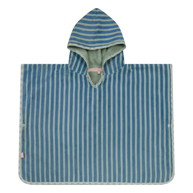 Poncho de Bain Rayé Eponge | Vert d'eau