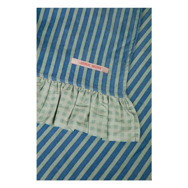Serviette de Plage Volants Rayée Eponge | Vert amande
