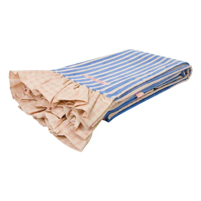 Serviette de Plage Volants Rayée Eponge | Rose pâle