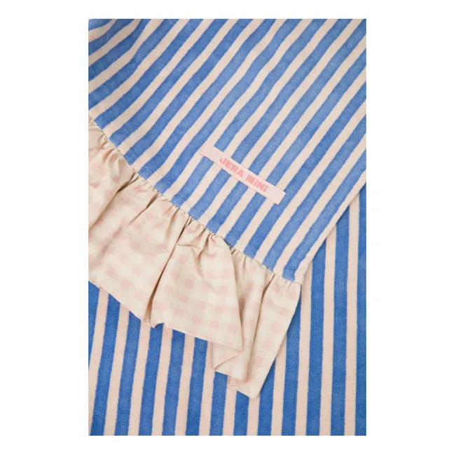 Serviette de Plage Volants Rayée Eponge | Rose pâle