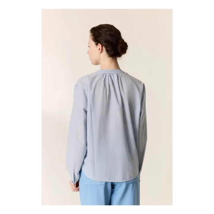 Blusas de algodón ecológico Cirus Stripes | Azul- Imagen del producto n°3