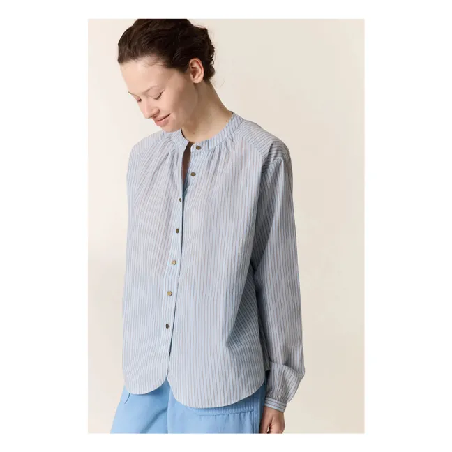 Blusen Streifen Cirus Bio-Baumwolle | Blau