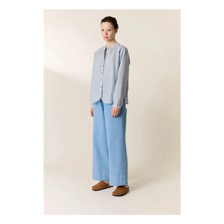 Blusas de algodón ecológico Cirus Stripes | Azul- Imagen del producto n°1