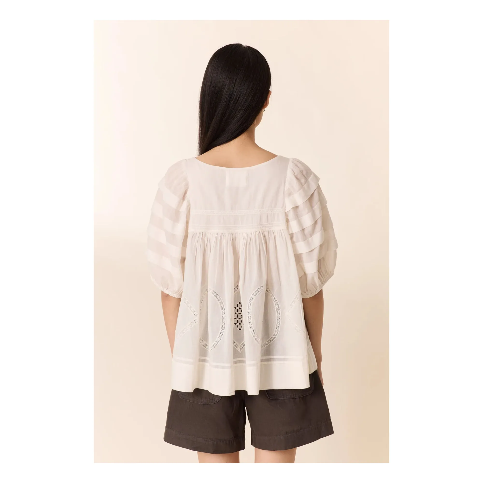 Blouse Cindie Coton Bio | Blanc- Image produit n°2