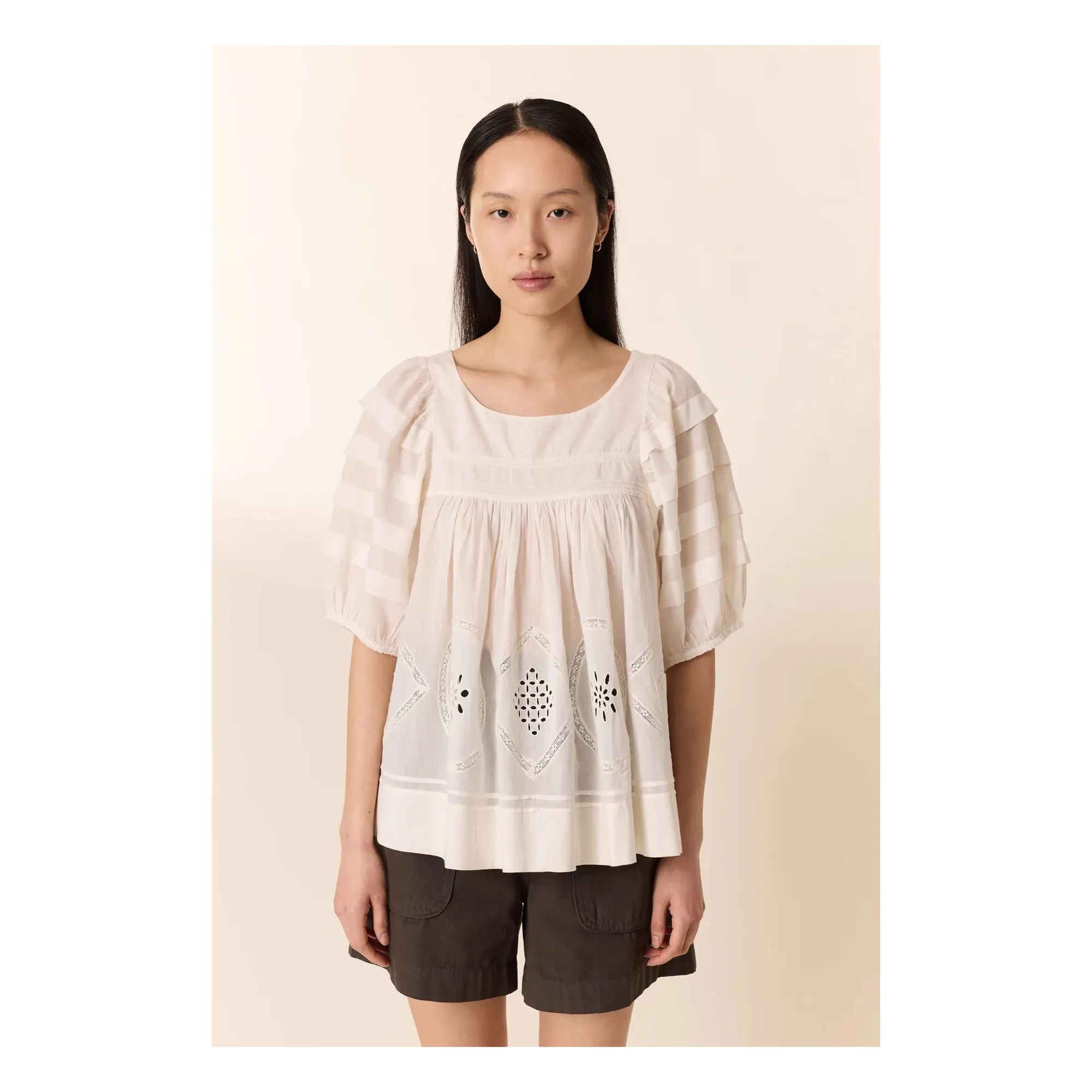 Blouse Cindie Coton Bio | Blanc- Image produit n°3