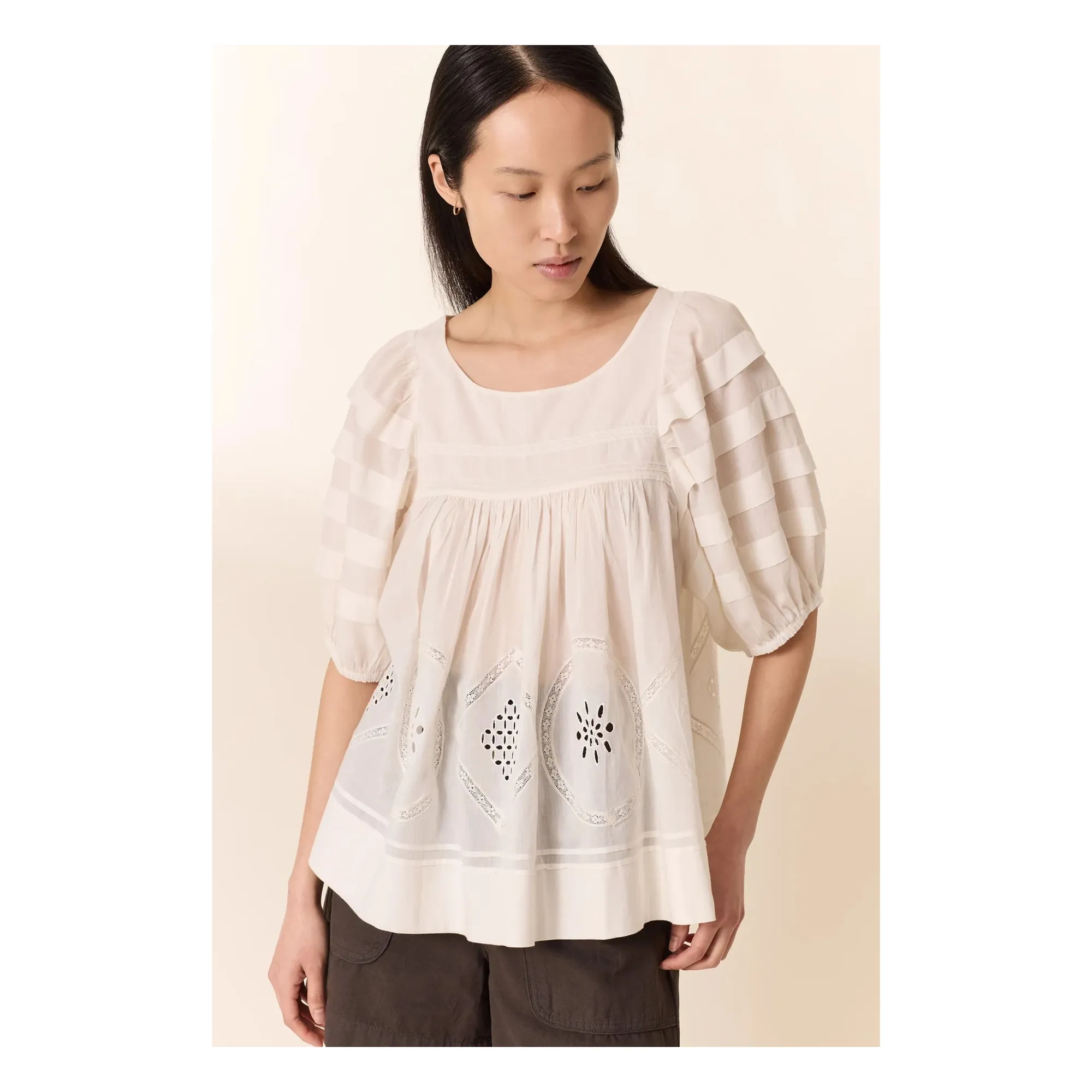 Blouse Cindie Coton Bio | Blanc- Image produit n°4