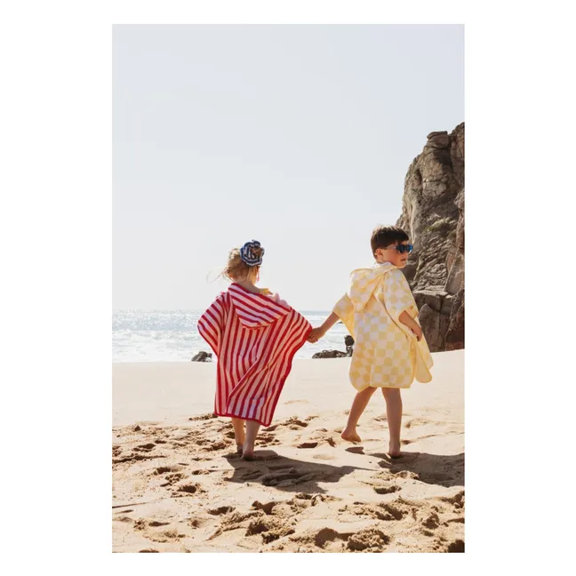 Poncho de Bain Carreaux Eponge | Jaune pâle