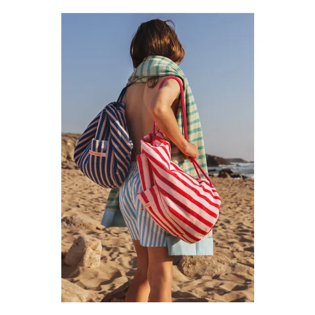 Mochila de bolsillo de rizo a rayas | Rosa