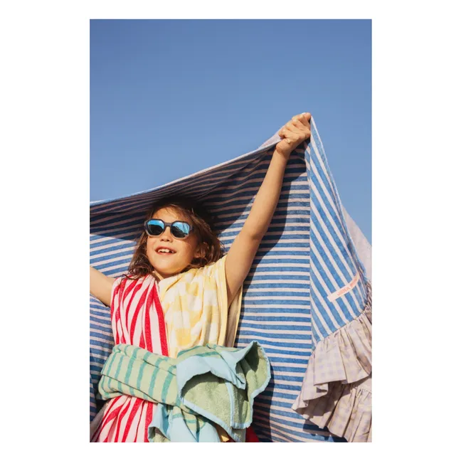 Serviette de Plage Volants Rayée Eponge | Rose pâle