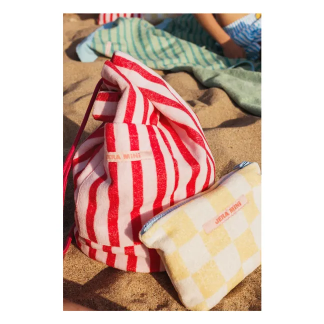 Mochila de bolsillo de rizo a rayas | Rosa