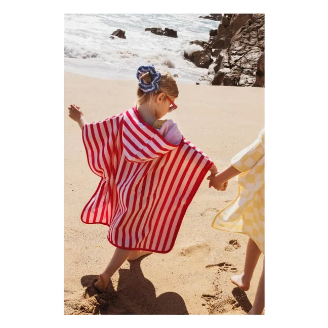 Poncho de Bain Rayé Eponge | Rose