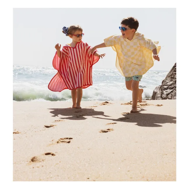 Poncho de Bain Rayé Eponge | Rose