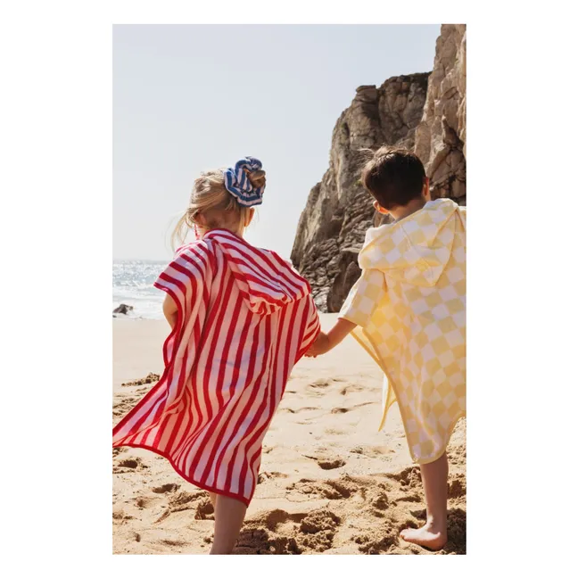 Poncho de Bain Rayé Eponge | Rose