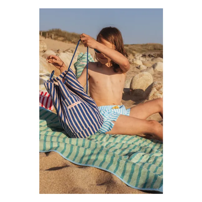 Mochila de bolsillo Terry Stripe | Verde agua