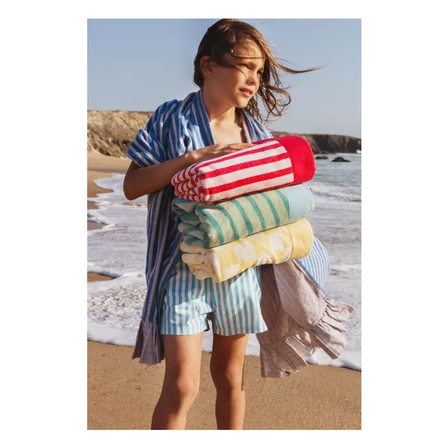 Serviette de Plage Rayée Eponge | Vert