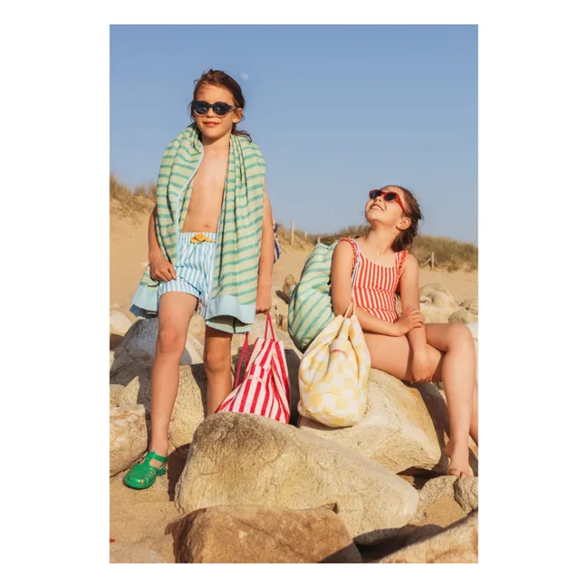 Serviette de Plage Rayée Eponge | Vert