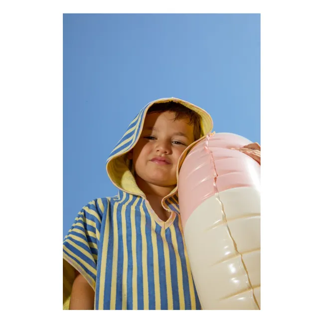 Poncho de Bain Rayé Eponge | Jaune pâle