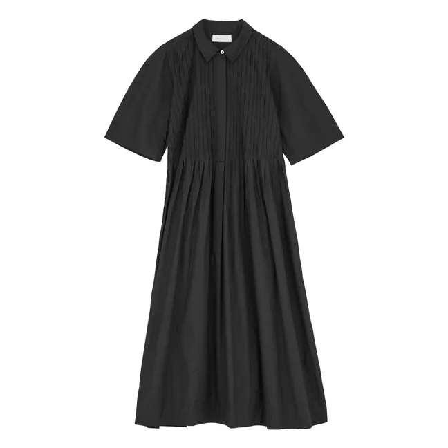 Vestido de algodón de lunares | Negro