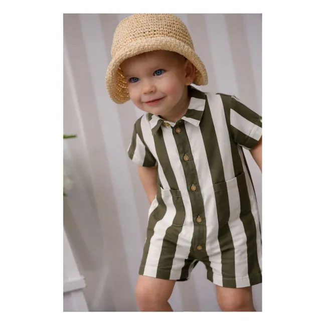 Combinaison Charly Rayée Twill Coton Bio | Olive