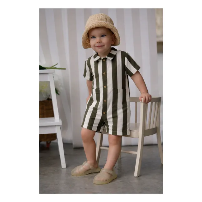 Combinaison Charly Rayée Twill Coton Bio | Olive